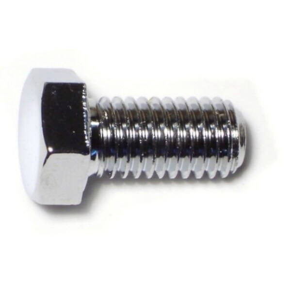 Grade 5, 1/2"-13 Hex Head Cap Screw, Chrome Plated Steel, 1 in L, 5 PK